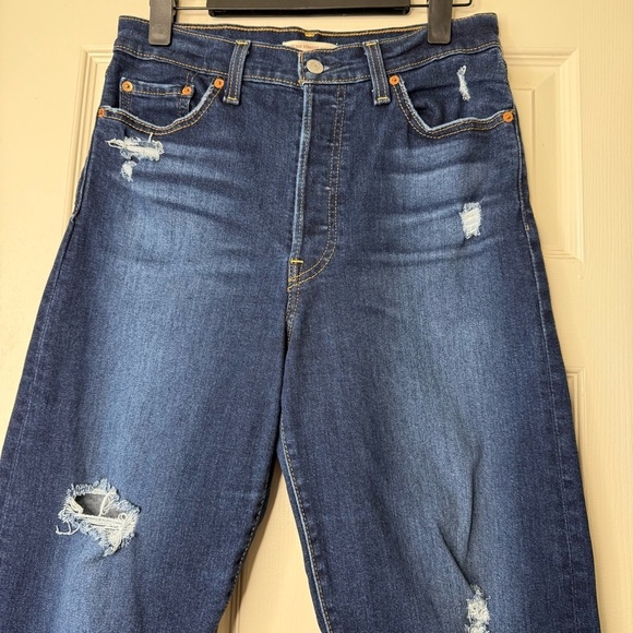 Levis Ribcage Straight Jeans Women’s 29 High Waist Ankle Length Button Fly Blue - Picture 4 of 15